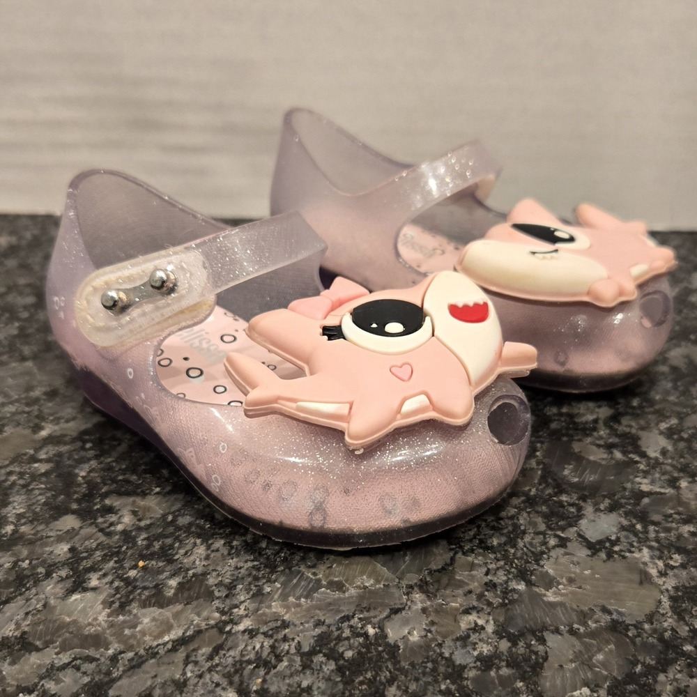 Mini Melissa Ultragirl Baby Shark Pink‎ Glitter Jelly Shoes Toddler Mary Janes